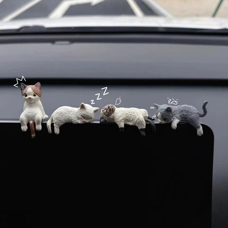 Car Decoration Creative Sleeping Cat Doll Auto Ornaments Toys Micro Qme