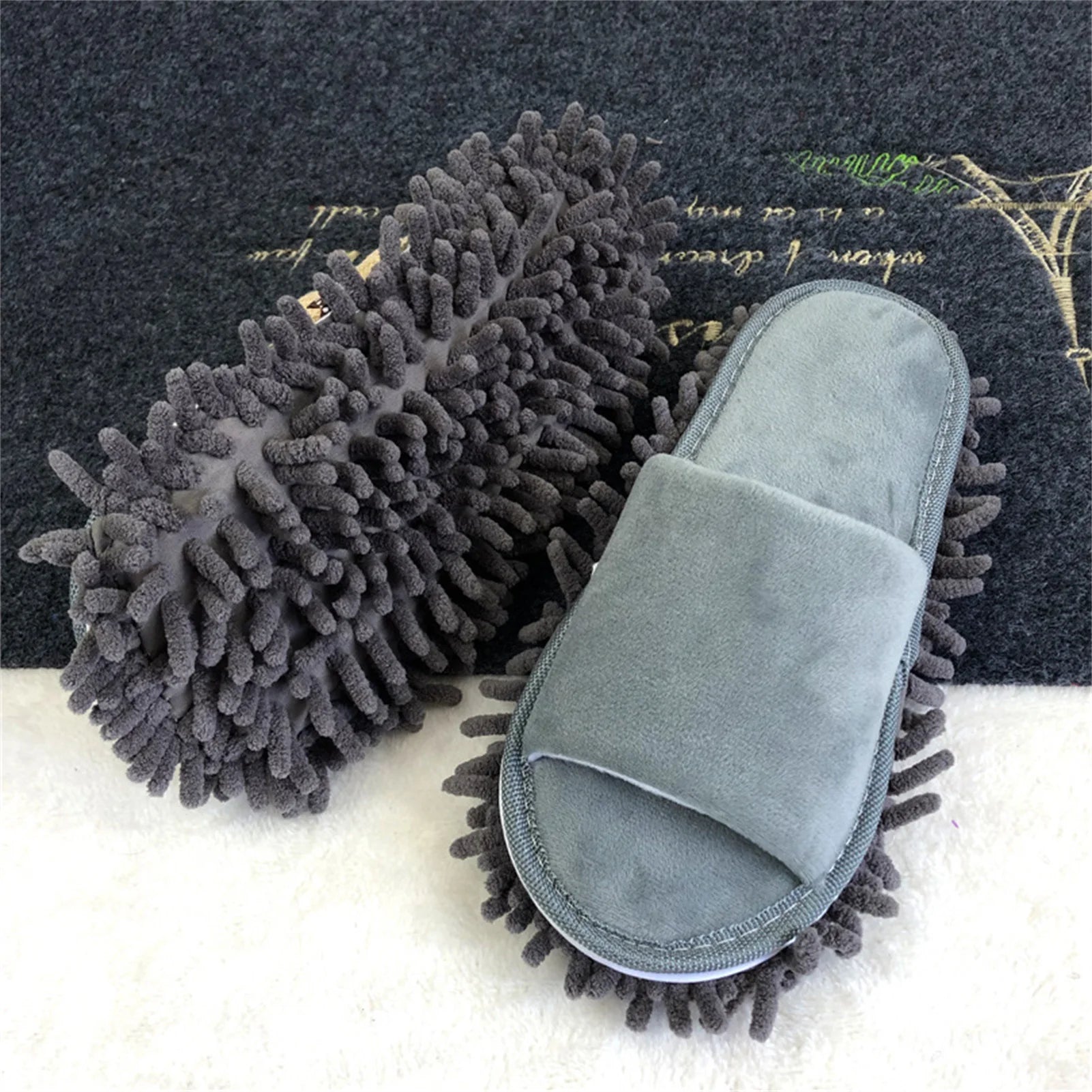Floor Clean Socks Floor Slippers Lazy Open Toed Mop Slipper Home Use Soft Pure Color Cleaning Slipper Floor Slippers Mop Slipper Qme