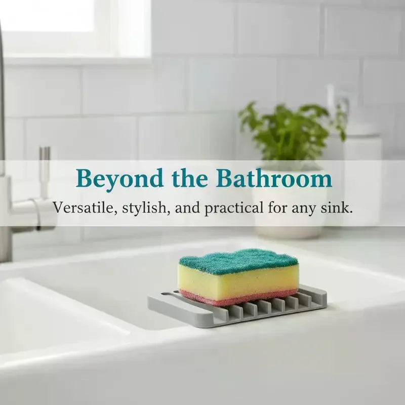 Silicone Soap Holder Pad - Non-Slip Draining Soap Dish for Shower, Bathroom Sink & Kitchen Countertop Storage Qme
