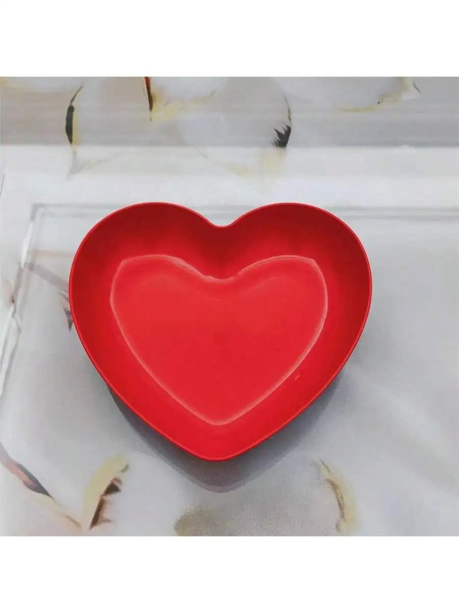 1 5 10 Plastic Heart Shaped Dinner Plate Red Pink Themed Fruit Snacks Qme Red 1pc 6 Inches