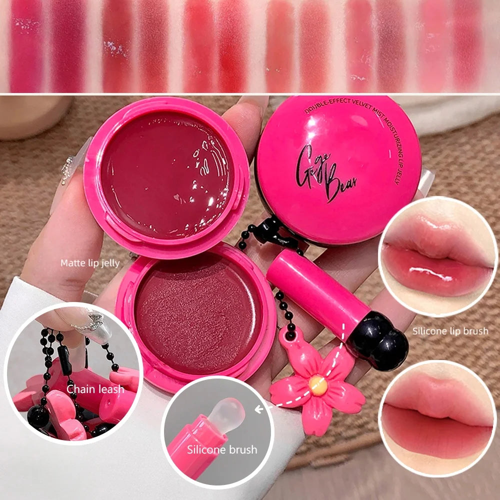 Gege Bear Dual Effect Velvet Matte Glossy Pendant Lip Glaze Hydrating Qme