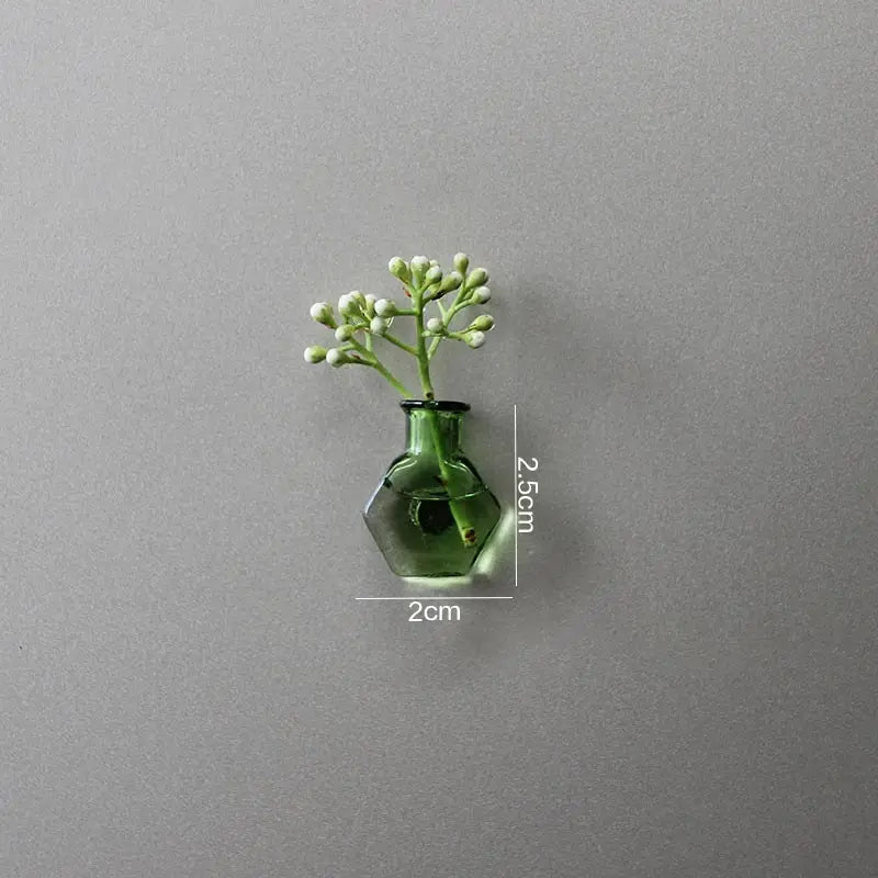 Mini Glass Vase Fridge Magnet DIY Porcelain Vase Flowers Refrigerator Message Sticker Plant Magnet Green Gift Kitchen Qme F