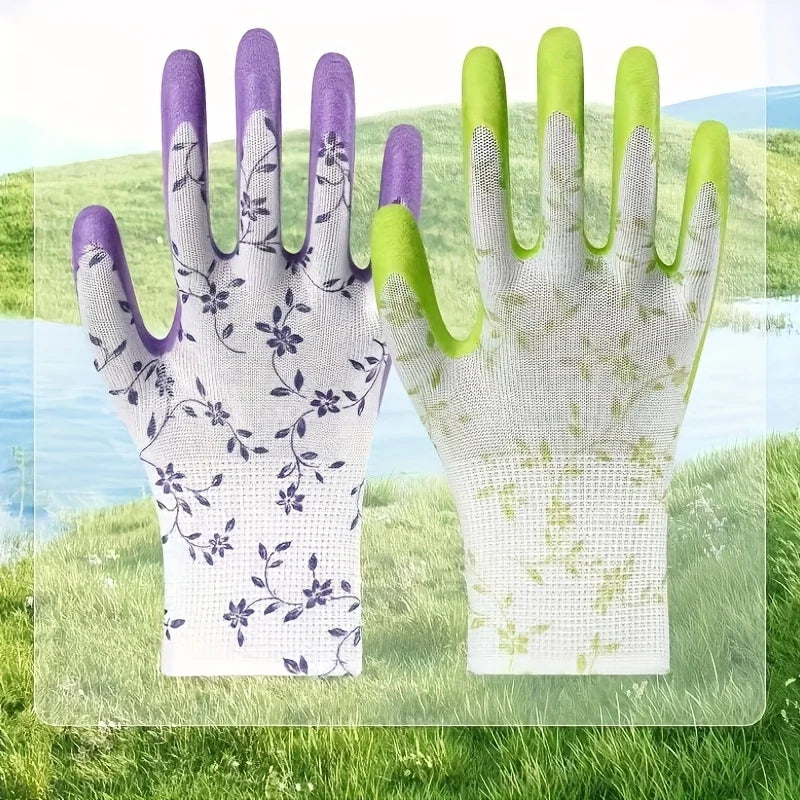 2 pairs of nylon gardening gloves, women's gloves, suitable for garden planting, digging and weeding, multi-purpose gloves Qme