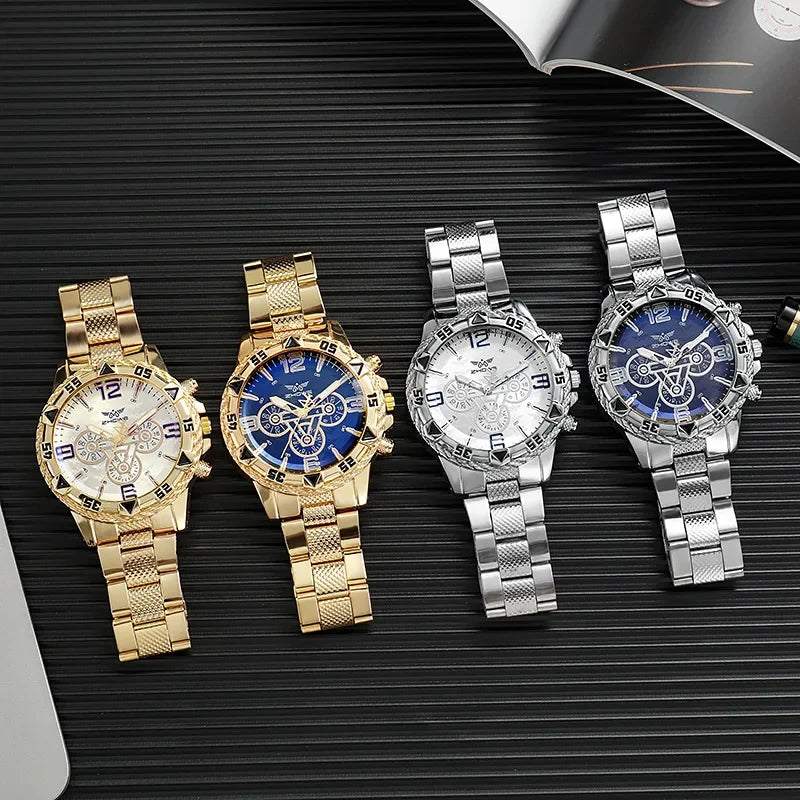 Homens Árabe Dial Quartz Watch, Banda de aço, Masculino Business Fashion Qme
