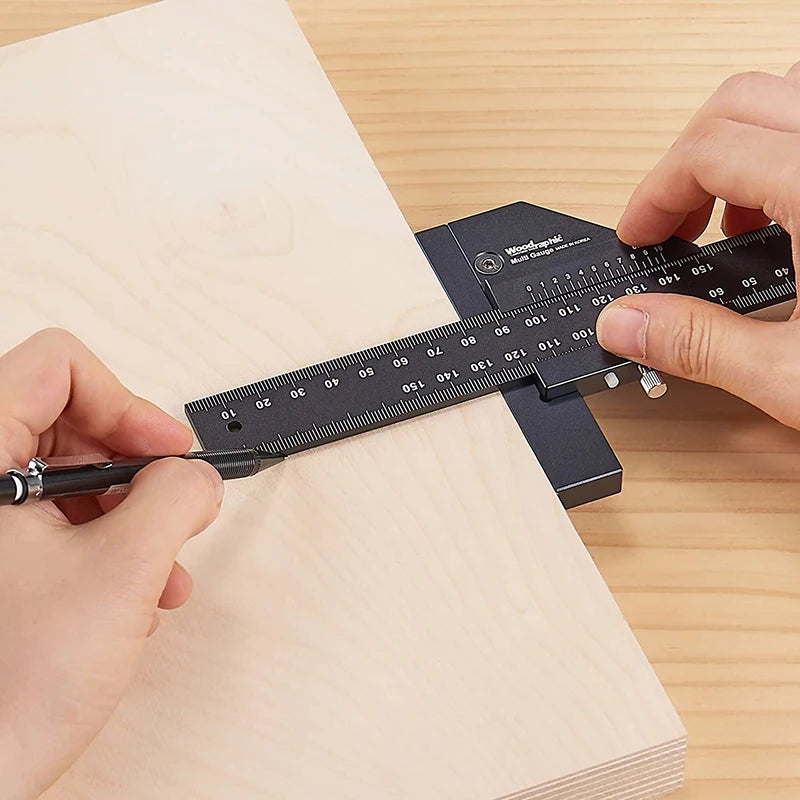 Multi Woodworking Sliding Gauge Aluminum Alloy Scribe Ruler Depth Qme