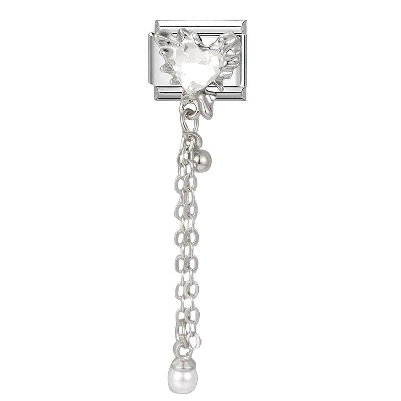 2026 Love Heart Bird Lock Butterfly Bows Long Chain Italian Charm Fit