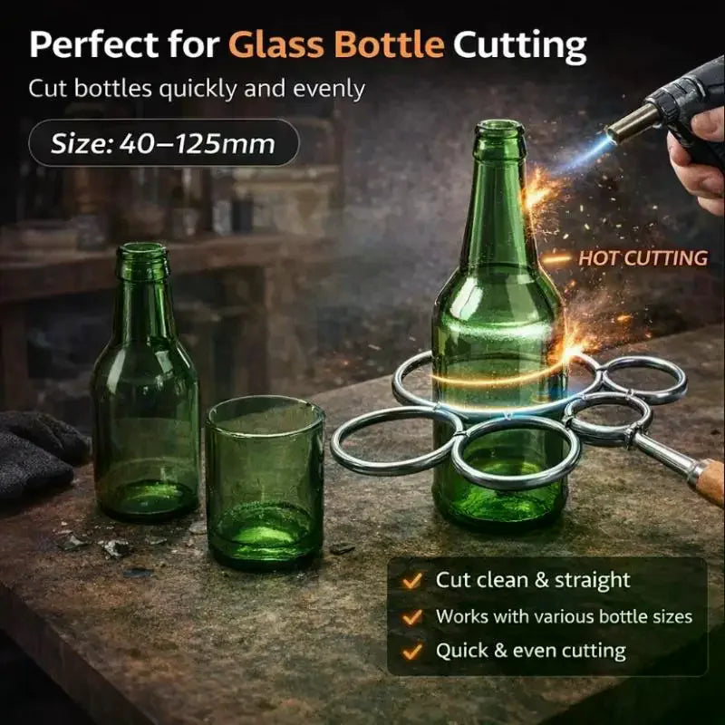 Iron Ring Scalding Bottle Cutter Vases Bottle Remake Tool Round 7 Ring Design Hand And Anti-Scald And Anti Rust With Wooden Hand Qme