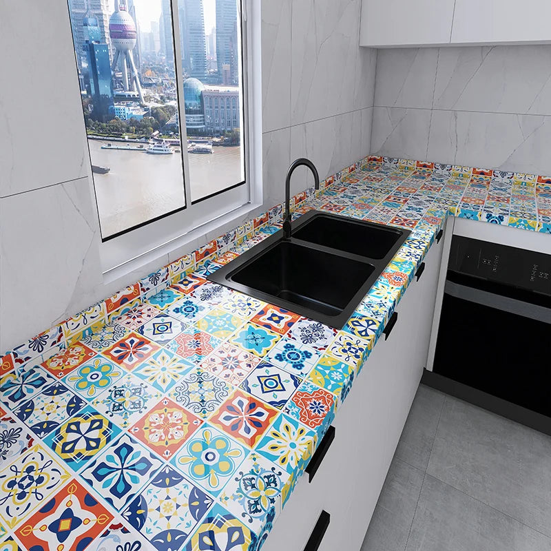 40cm European Self-Adhesive Wallpaper Waterproof and Oil Resistant PVC Kitchen Wall Sticker Bathroom Wallpaper Cabinet Wallpaper Qme 3 40cmX5m