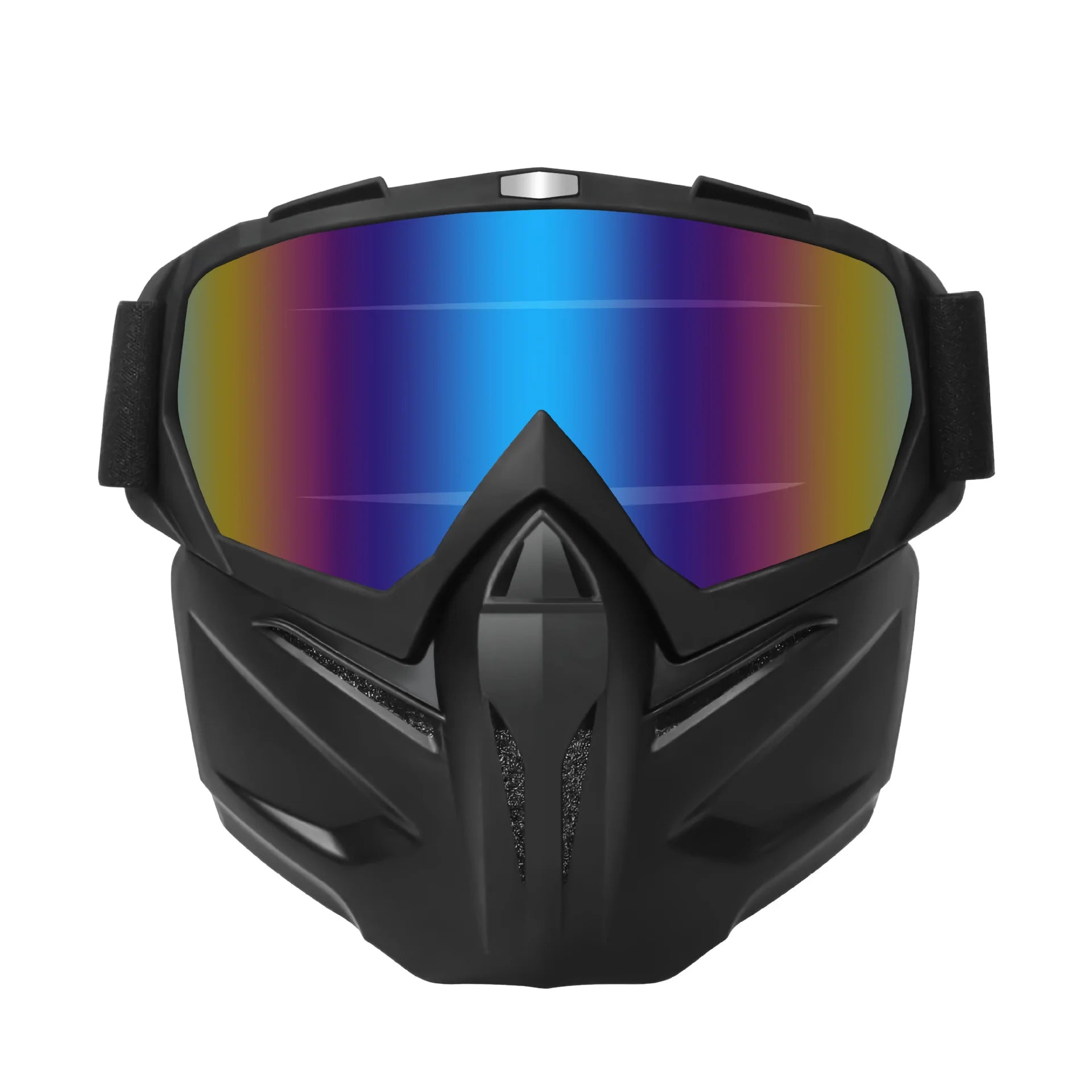 Vintage Motorcycle Helmet Mask Anti-Explosion Windproof Breathable Dustproof Riding Face Shield for Bikers Qme Black-Colorful-Blue