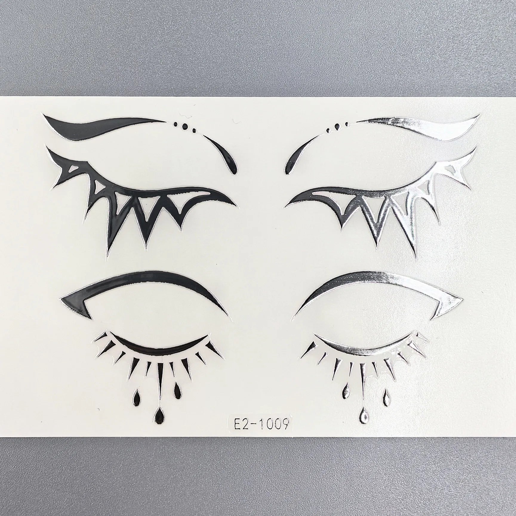 3D Metallic Punk Silver Eye Shadow Stickers Metal Eyeliner Decals Self-adhesive Futuristic Festival Party Eye Makeup Stickers Qme E2-1009