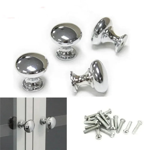 1/2Pcs Chrome Metal Door Knobs Drawer Wardrobe Kitchen Cupboard Handles Silver Furniture Accessories Door Handles Interior Doors Qme