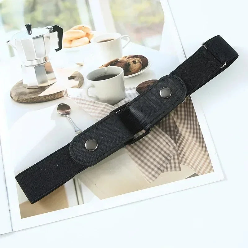 Canvas Adjustable Elastic Waist Band Invisible Belt Buckle-free Belts Qme