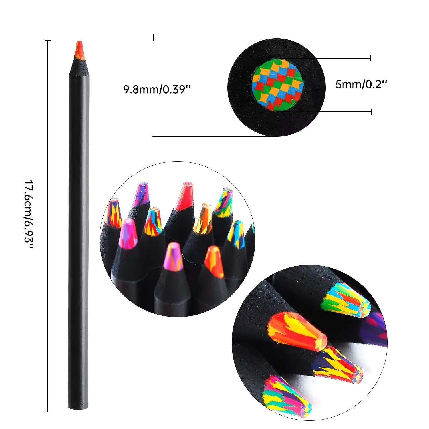 8/16/24Pcs Rainbow Pencils,Dreamy Gradient Colors - No Dust, Line 2 mm, Suitable for Professional Painting and Art Purposes Qme