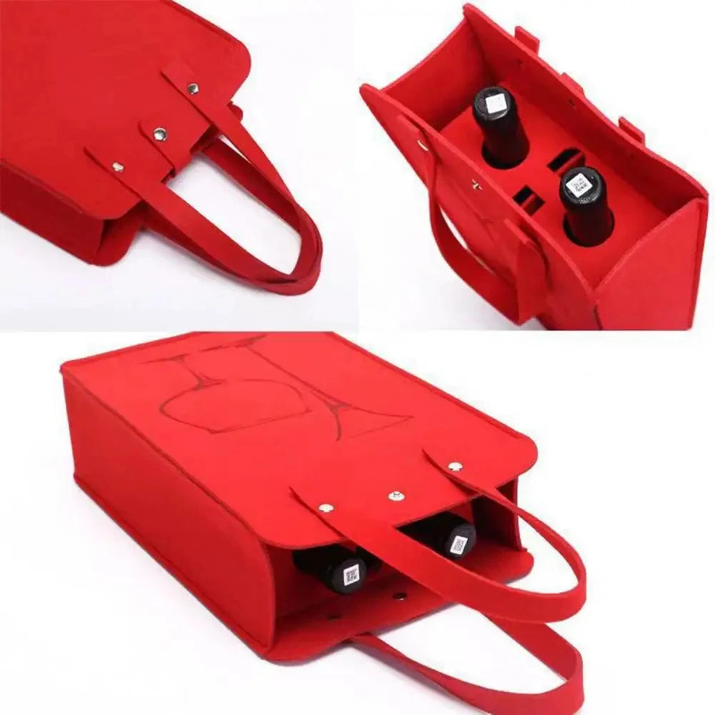 Felt Wine Bottle Bag Double Bottles Great Load Bearing Handheld Beverage Packaging Handbag Gift Wrap Storage Pouch Wine Tote Bag Qme