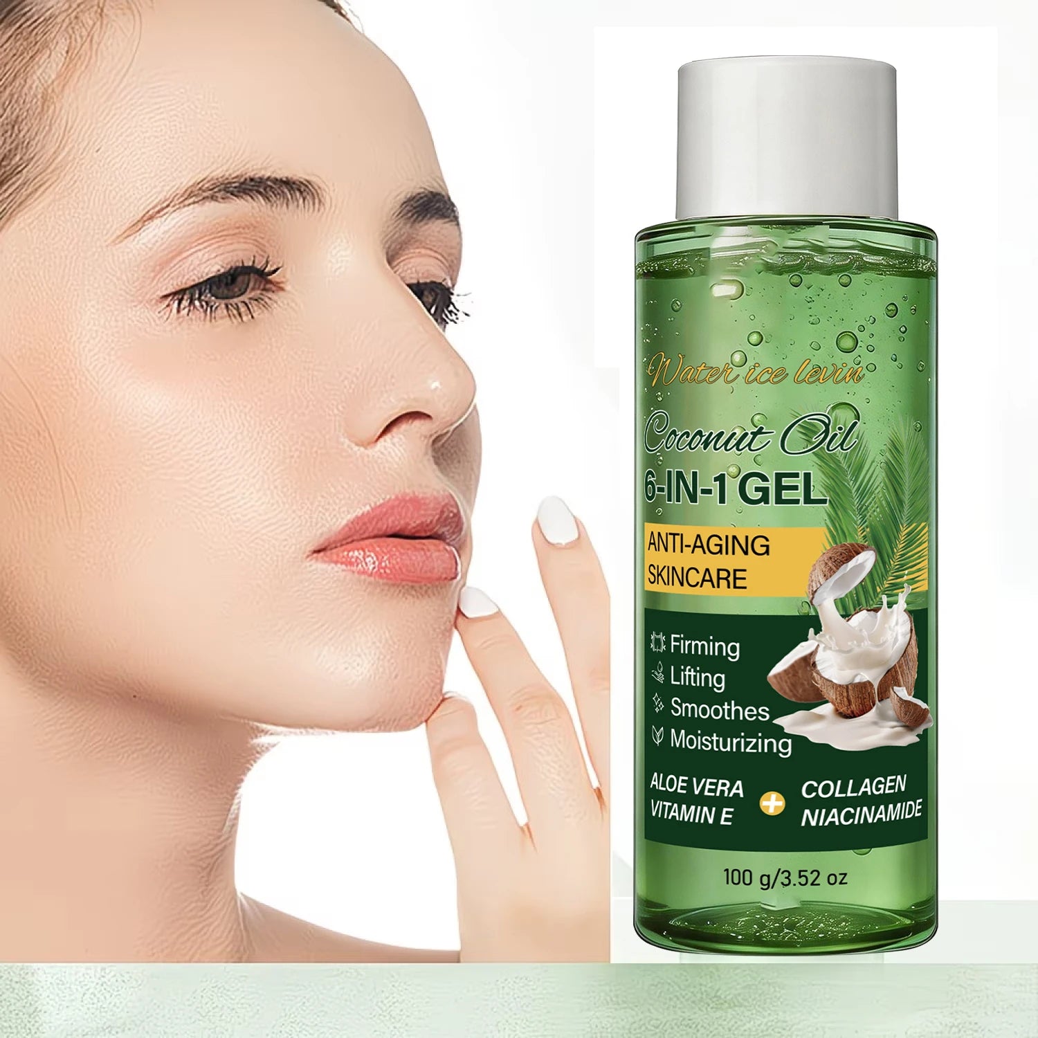 Coconut Anti-Aging Gel, Collagen & Aloe Vera Infused, Firming & Moisturizing Qme