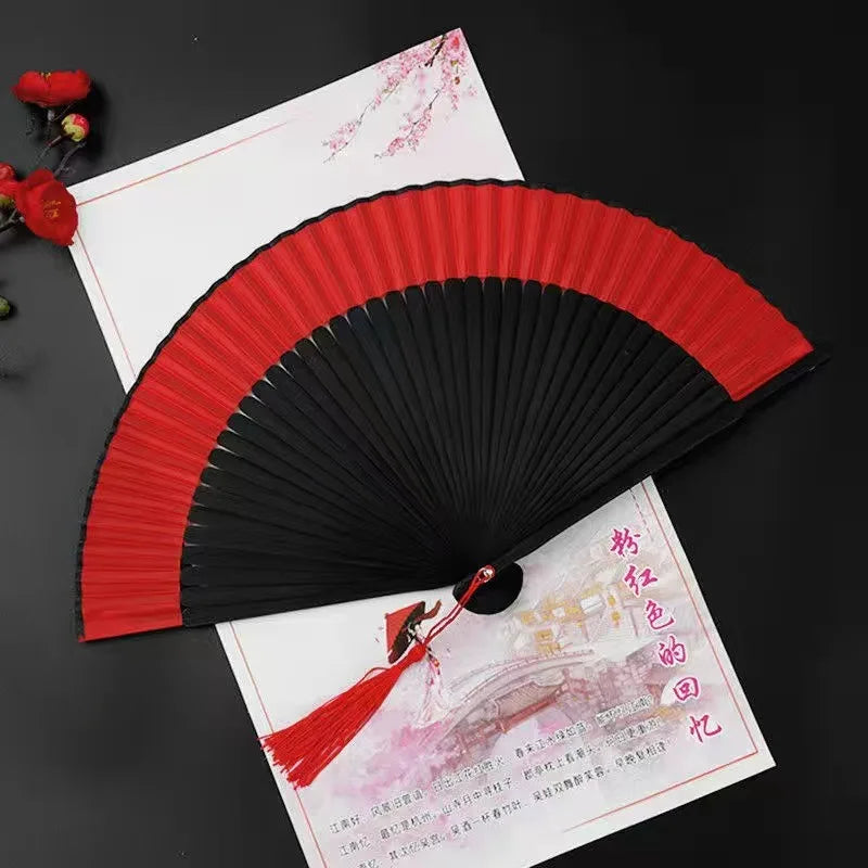 Multi-colored Bamboo Folding Fan Lightweight Handheld Parties Outdoor Qme