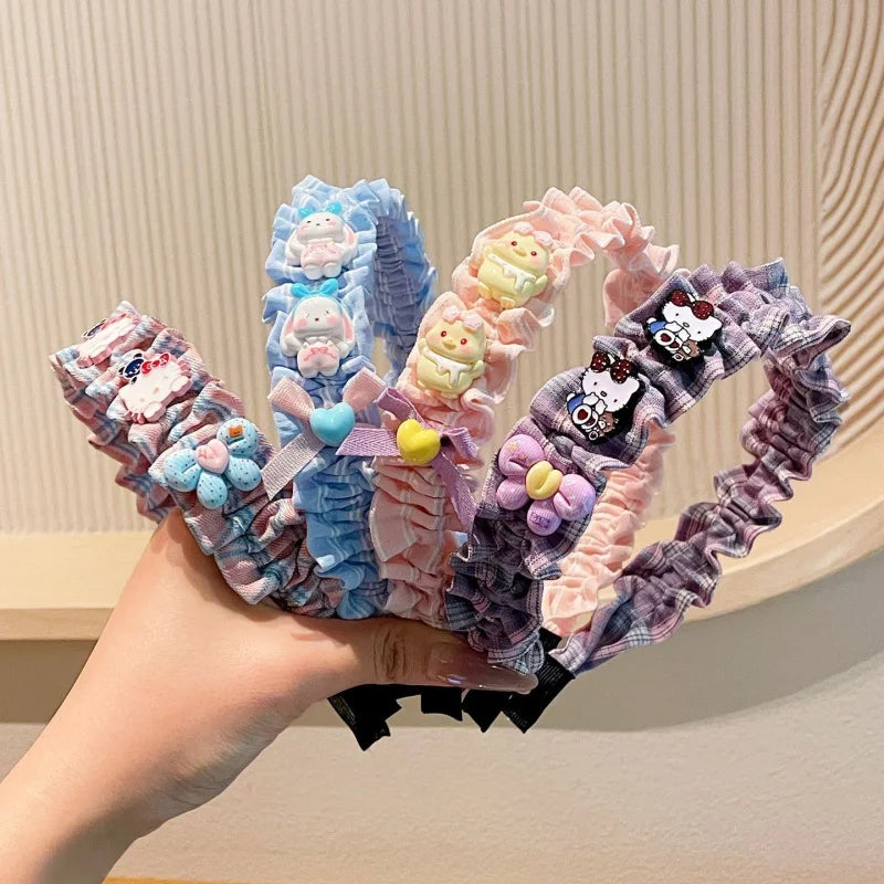 Hello Kitty Kuromi Lace Ruffled Headband Perfect Accessory Students Qme