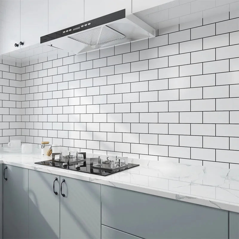 40cm Waterproof Moisture Proof Mildew Proof Wallpaper Self Adhesive Kitchen Sticker for Bedroom Kitchen Cabinet Background Wall Qme