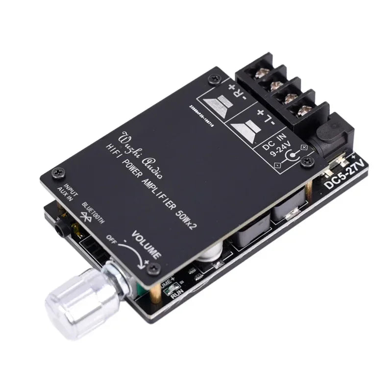 2x50W TPA3116 AUX+ Bluetooth 5.0 HIFI High Power Digital Amplifier Stereo Board AMP Amplificador Home Theater-with Shell Qme With housing