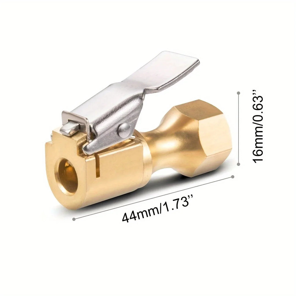 Air Chuck for Car Tires, Heavy Duty Open Flow Lock on Tire Chuck with Clip for Inflator, Gauge Compressor Accessories, Yellow, Qme