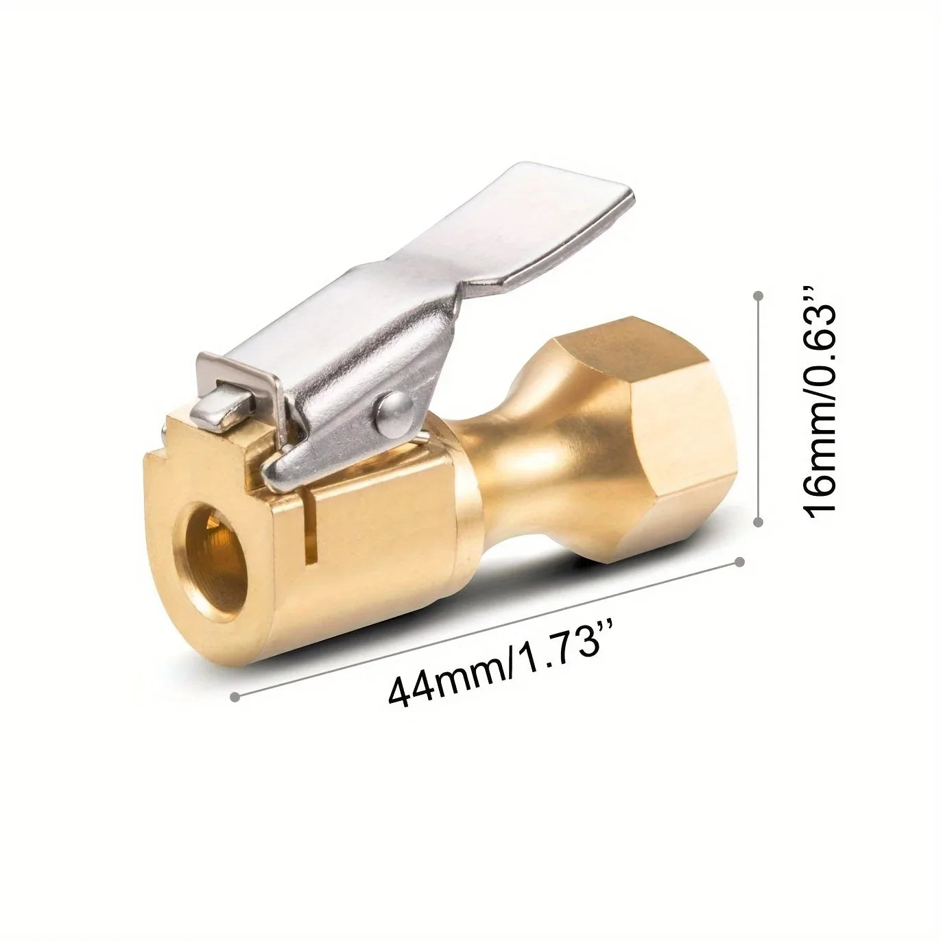 Air Chuck for Car Tires, Heavy Duty Open Flow Lock on Tire Chuck with Clip for Inflator, Gauge Compressor Accessories, Yellow, Qme
