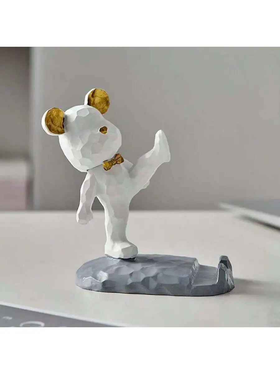 1 Cute Bear Shaped Phone Holder Decoration Compatible Mobile Phones Qme white