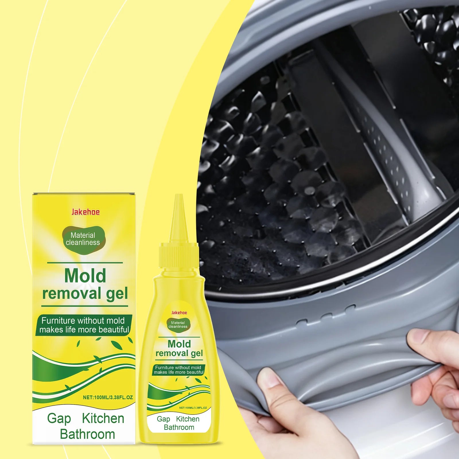 JAKEHOE Kitchen Cleaning Gel Quickly Dissolving Mildew Stains Eliminate Odors No Residue Household Mold Remover Gel for Bathroom Qme