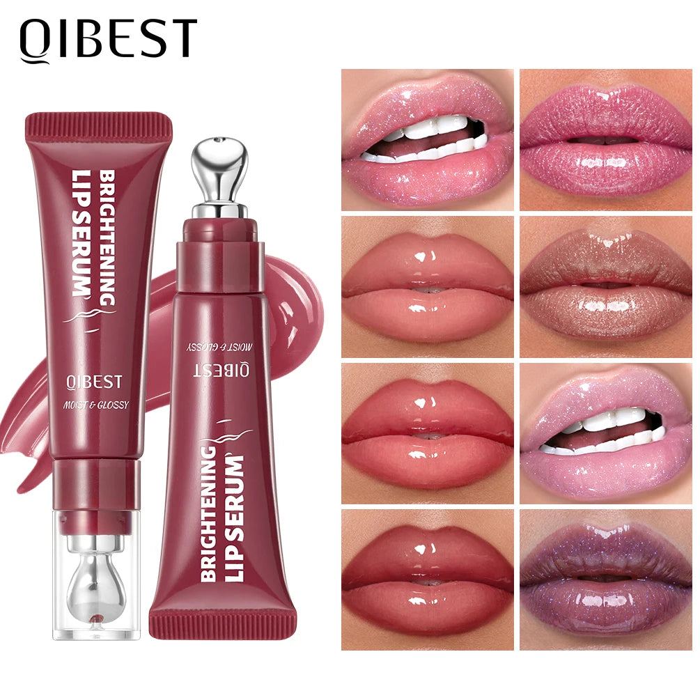 QIBEST 8 Colors Mirror Pearl Watery Crystal Jelly Lip Glaze Moisturizing Shiny Glitter Lipgloss Nourishing Lip Tint Cosmetics Qme