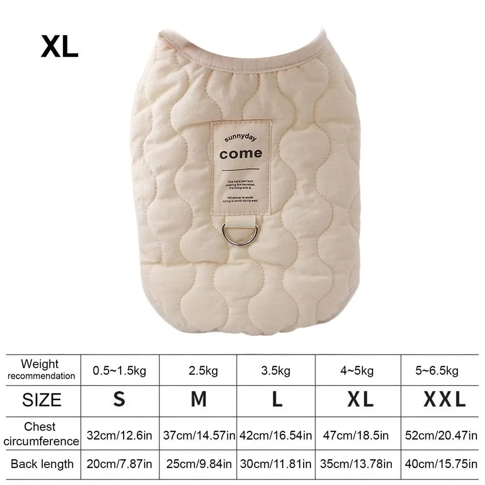 Small Dog Winter Jacket Warm Dog Jacket with Built in Harness Hole Cold Weather Pet Apparel Cozy Snow Vest for Small Dogs Cats Qme Beige XL