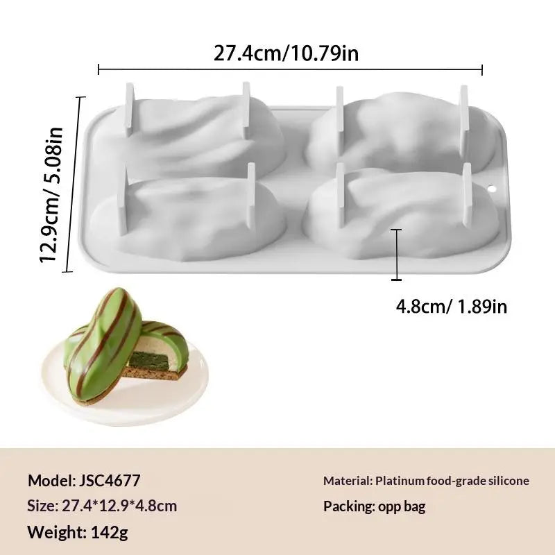 Party Dessert Baking Tools Food Grade Kitchen Bakeware 4-Cell Qme White