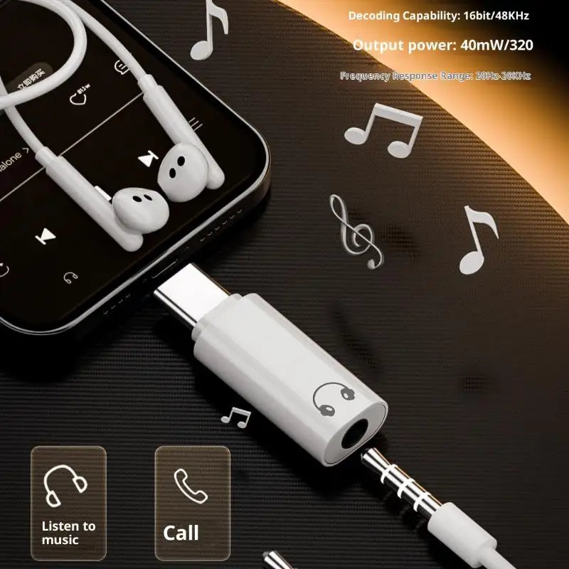 Earphone AUX Adapter C Audio Phone 15 Galaxy S24 S23 Ultra USB Qme