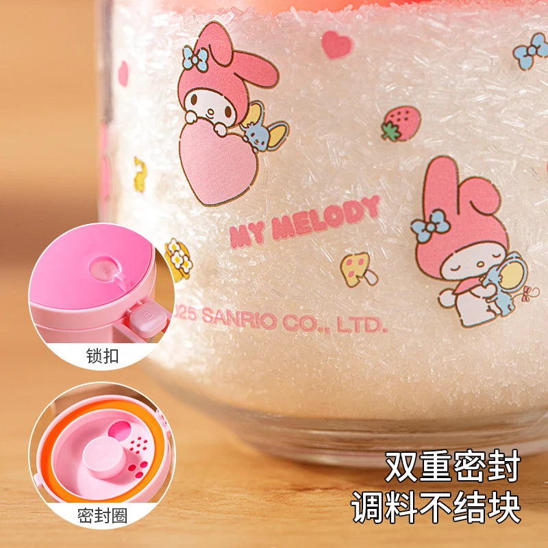 Hello Kitty Kuromi Salt Shaker and Spice Jar Set Glass Kitchen Spice Jars with Moisture-Proof Seals Salt Portioning Bottles Qme