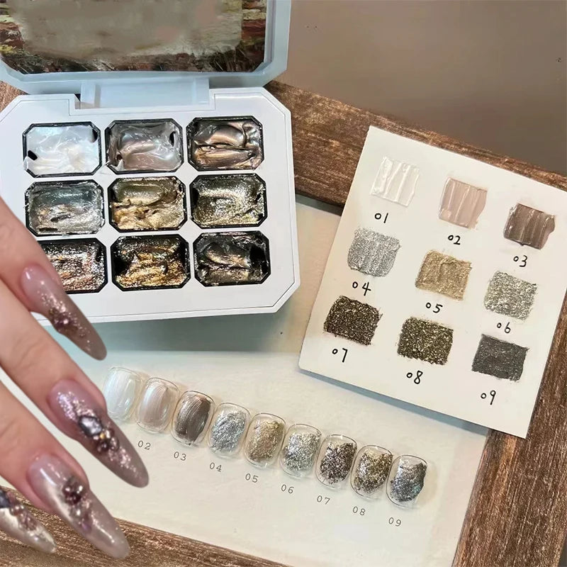 9-Color Metallic Platinum Gel Milky White Galaxy UV Nail Polish LED Qme