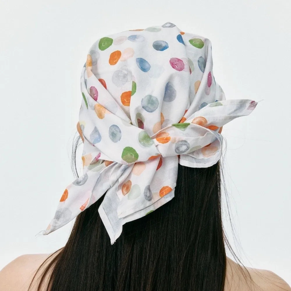 Adjustable Polka Dot Headscarf Cap Star Printed Elegant Colorful Sun Baseball Cap Lightweight Breathable Turban Hat Qme