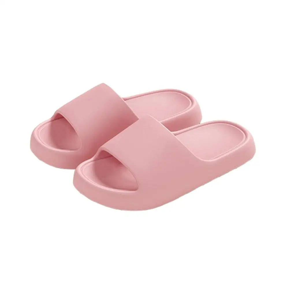 Unisex Bathroom Slippers Cloud Cushion Slides Summer Flat Sandals Thick Platform Shoes Man Indoor Non-Slip Couple Flip Flops Qme 36-37 pink