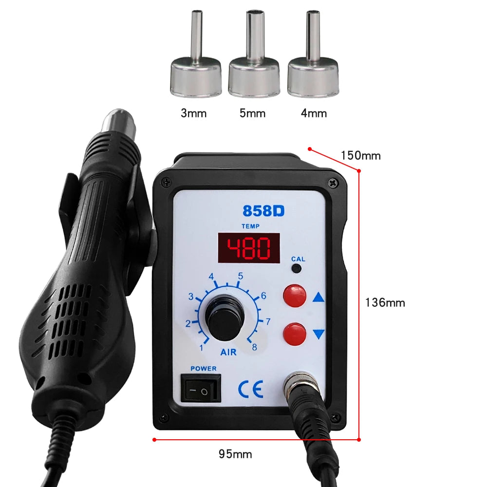 858D Air Gun BGA Soldering Rework Station Blower Hair Dryer Hairdryer Qme
