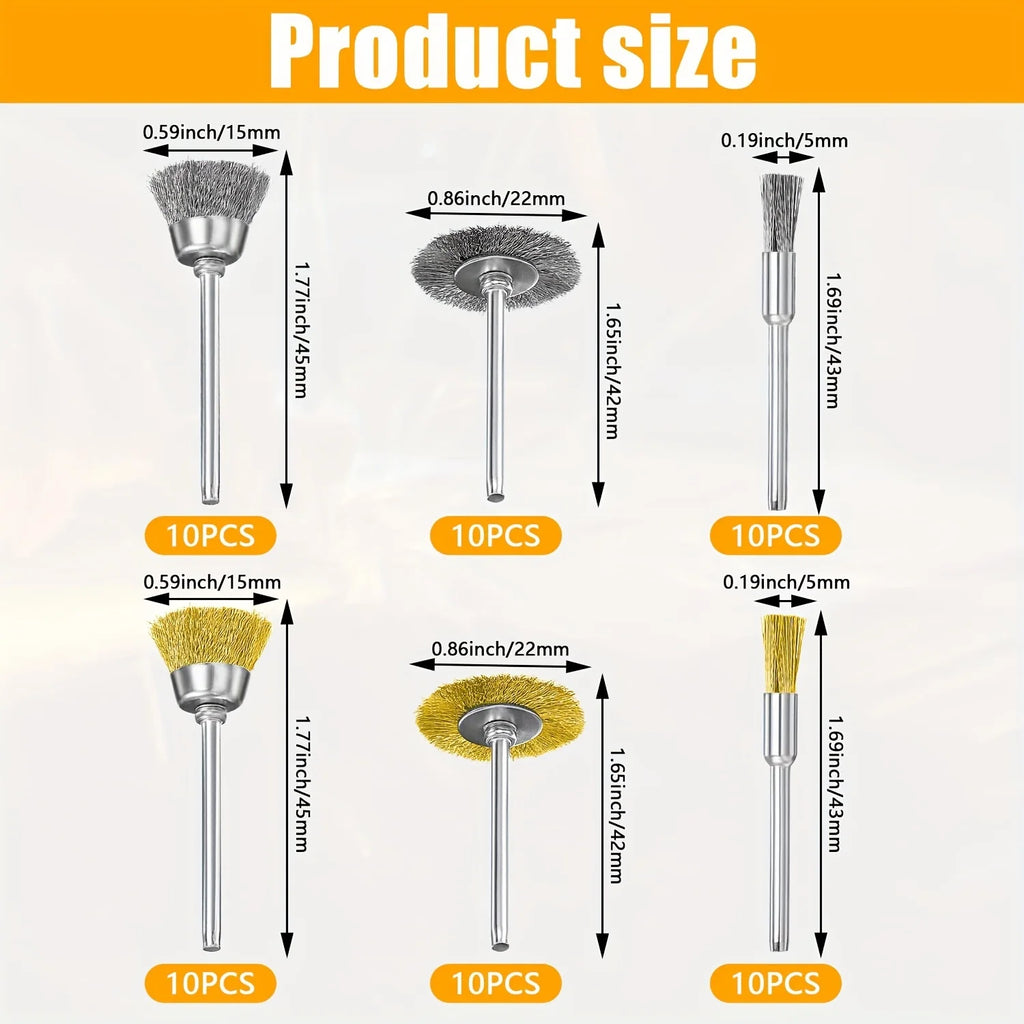 30 piece wire brush set, brass wire brush bit for cordless screwdriver, suitable for rust removal, cleaning, descaling and polis Qme