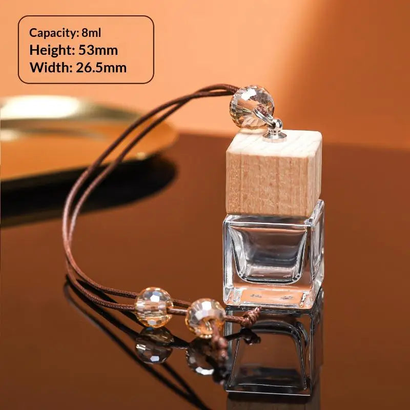 Empty Glass Essential Oil Diffuser Bottle Wooden Cap Car Hanging Qme A3