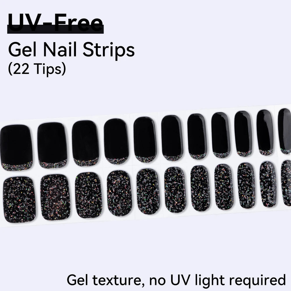 22Tips Glitter Baking-free DIY Gel Nail Sticker Sparkling Full Cover Qme BSA-0335