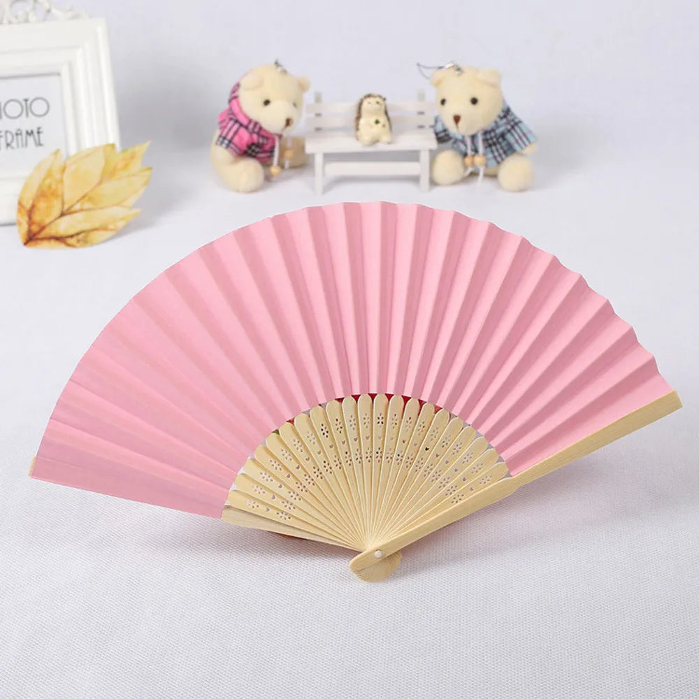 Pattern Folding Dance Wedding Party Lace Silk Folding Hand Held Solid Color Fan Solid Color Folding Fan Multi Color Folding Fan Qme Pink