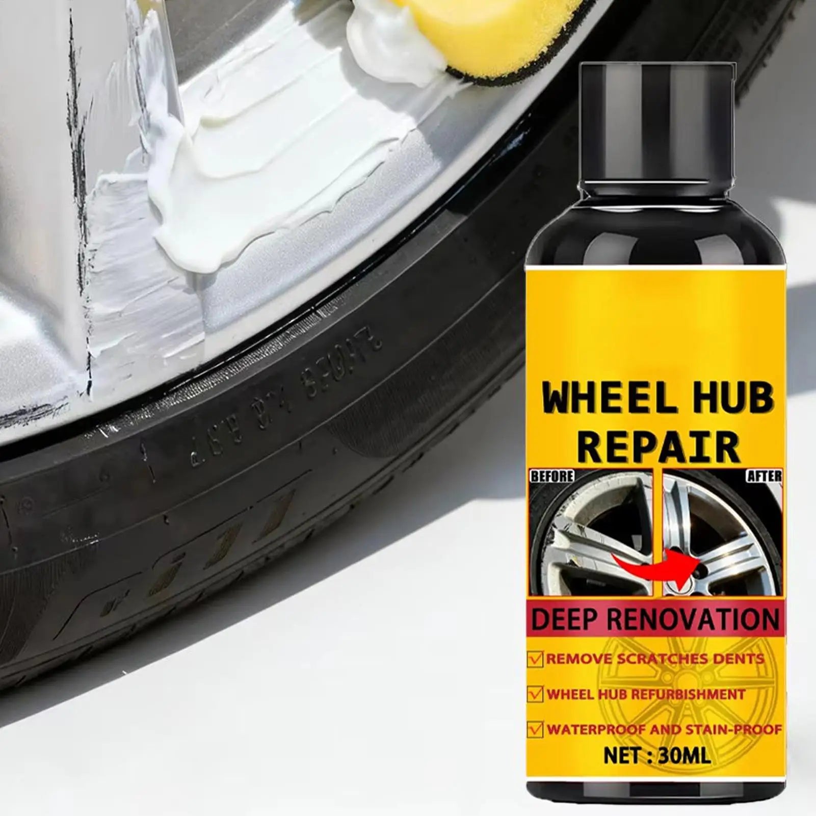 NEW Wheel Hub Scratch Paste Shine Restorer Easy Application Automotive Wheel Repair Cream For Truck RV Caravan Workshop Garage Qme Default Title