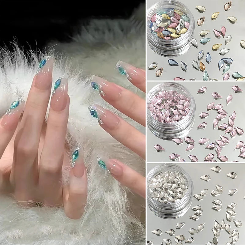 Box 3D Irregular-shaped Rhinestones Crystal Pearl Nail Art Qme