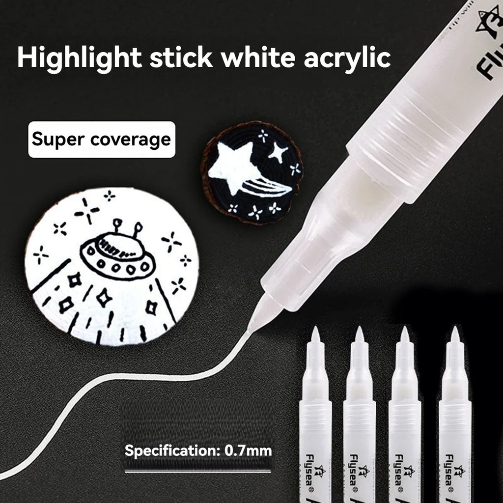 6/10 Pcs/set Black White Acrylic Paint Pen Waterproof Permanent Marker for Rock Stone Ceramic Glass Fabric Canvas DIY Craft Qme