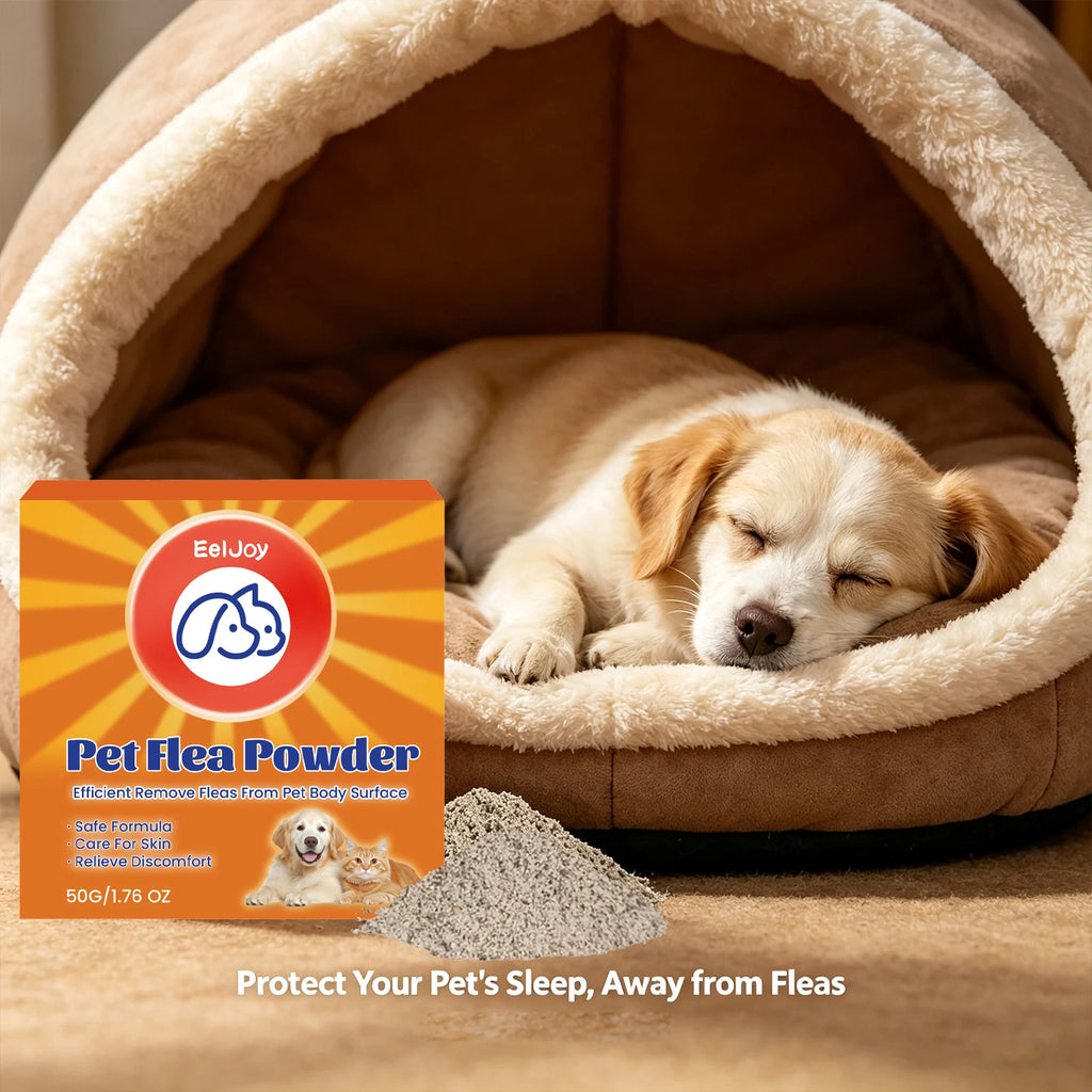 Pet Flea Powder Remove Fleas Ticks & Lice Relieves Itching Skin Discomfort Non-toxic Natural Formula Dogs Pest Repellent Powder Qme