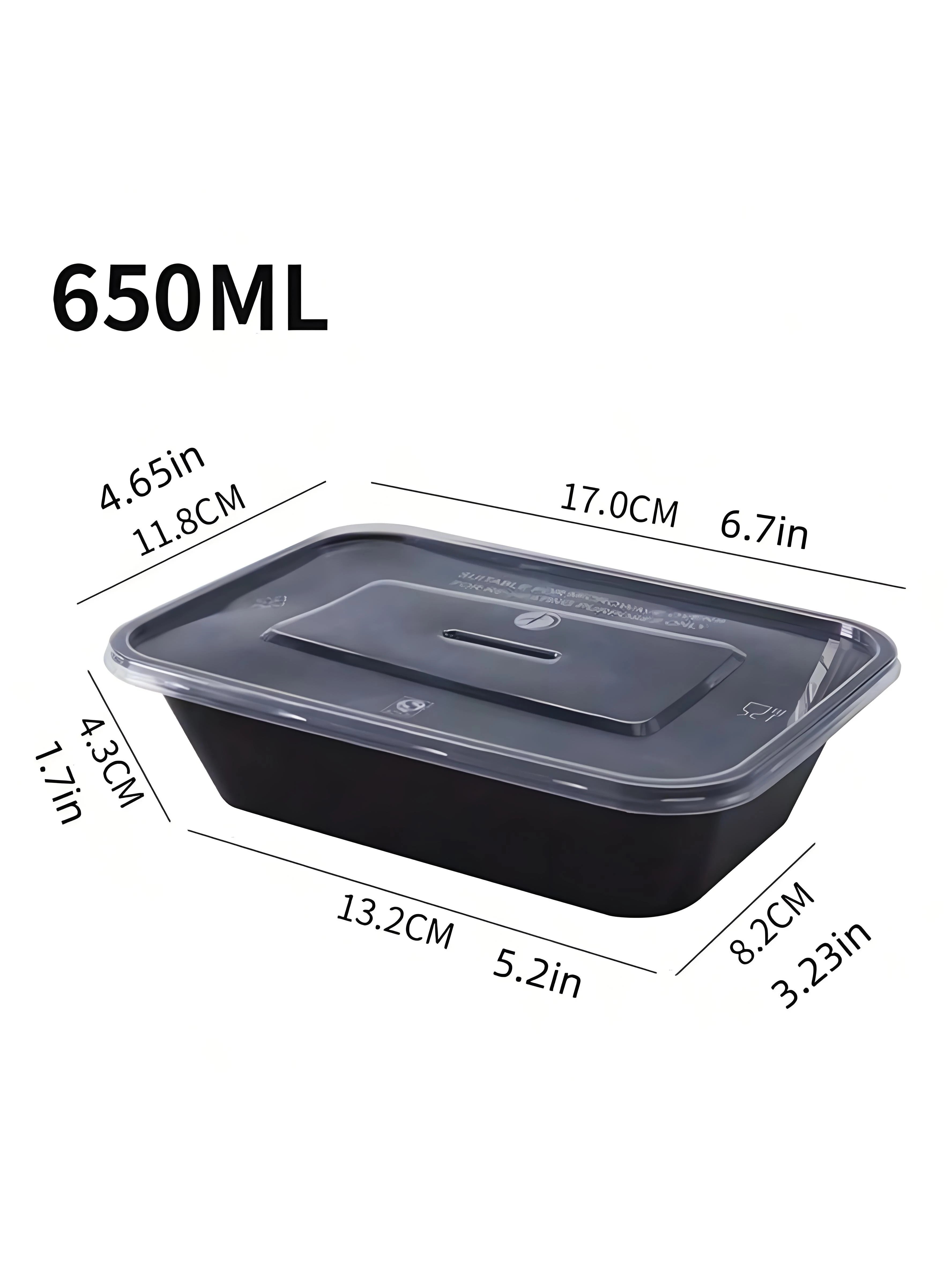 5 10 Black Rectangular Meal Prep Containers Lids Disposable Plastic Qme
