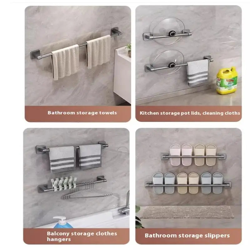 Bathroom Storage Rack Towel Organizer Wall-mounted Shelf Two Layer Qme