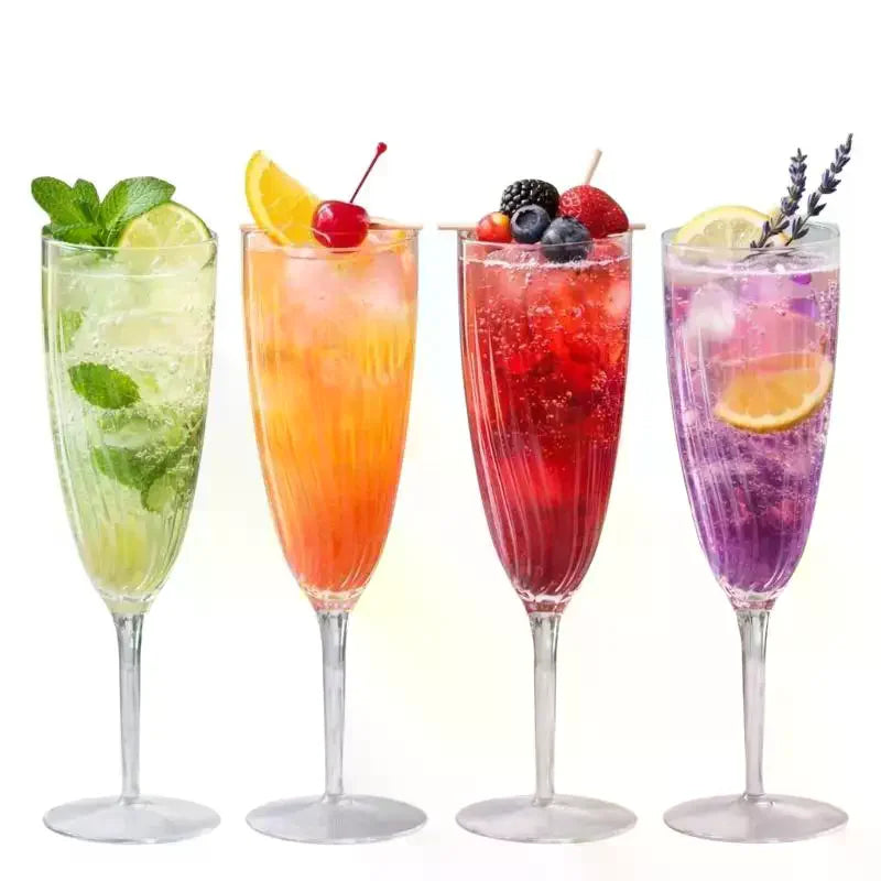 1 PCS Plastic Wine Glasses Vintage Champagne Cups Cut Goblets Unbreakable Cocktail Glasses Qme