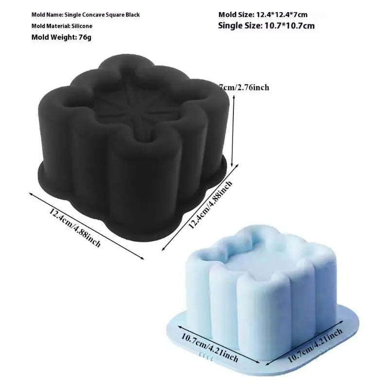 Flower Heart Square Star Shape Bento Cake Silicone Mold Chocolate Qme Square Black