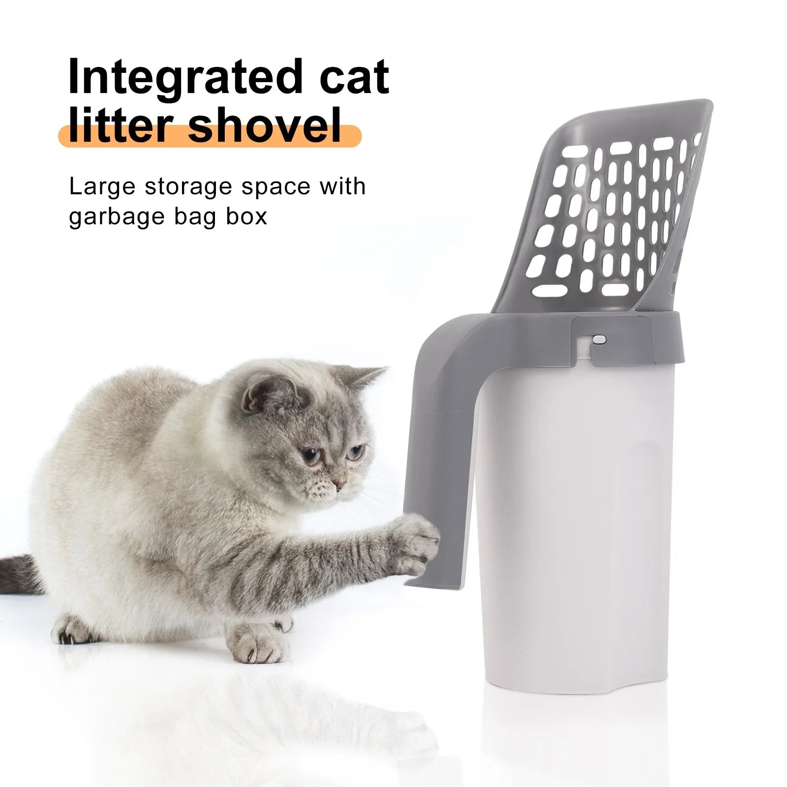Cat Litter Shovel Scoop with Refill Bag For Pet Filter Clean Toilet Garbage Picker Cat Supplies Cat Litter Box Self Cleaning Qme