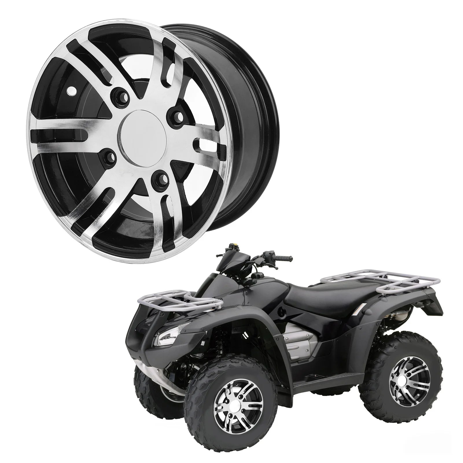 ATV Aluminum Alloy Rim 10 Inch ATV Wheel Rim High Strength ATV Aluminum Alloy Rim for Go Karts Cart ATV Wheel Rim Qme